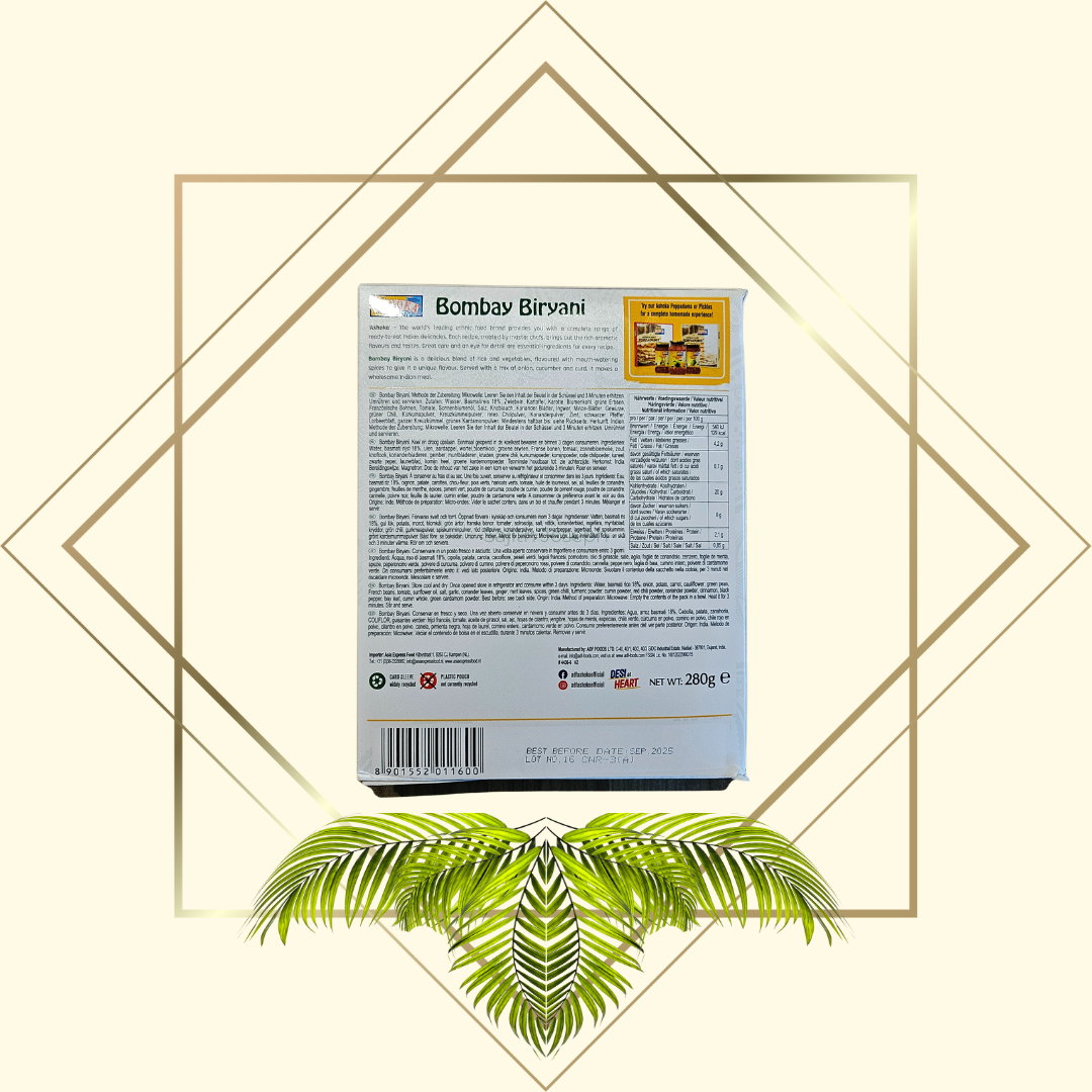 Ashoka Bombay Biryani 280g - Fertiggericht Bombay Biryani | Vegan | Ready to Eat | Fertiggericht