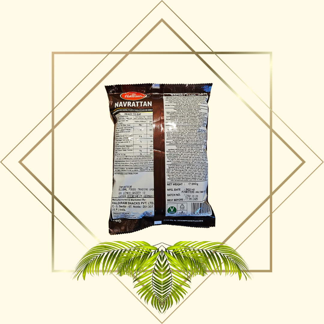 Haldiram Navrattan Mix 200g – Indische Snackmischung aus Nüssen, Trockenfrüchten & Gewürzen | Perfekter Knabberspaß für unterwegs