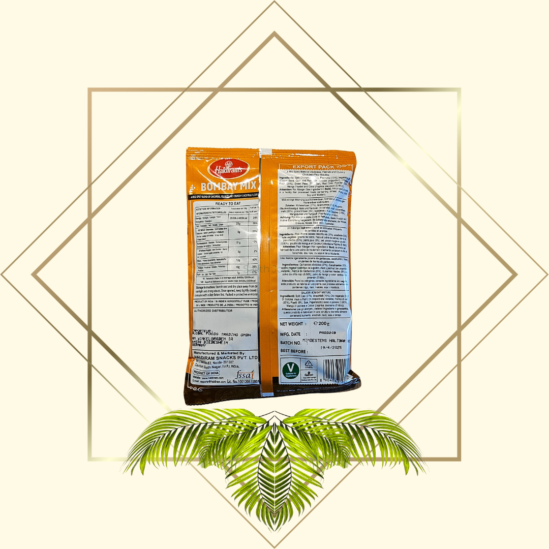 Haldiram Bombay Mix 200g – Knuspriger Snack aus Indien, Traditioneller Mix aus Reisflocken, Nüssen und Gewürzen